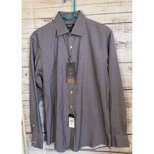 Chaps Mens Slim Fit Stretch size M LS Shirt black, white check 15/15.5 32/33 NWT